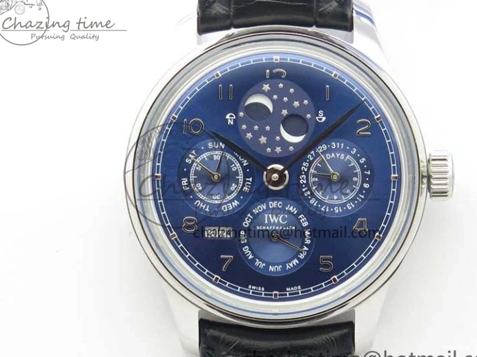 MIROTIME 0523 Portugieser Perpetual Calendar IW503401 V9F 1:1 Best Edition Blue Dial on Black Leather Strap A Contemporary 7114